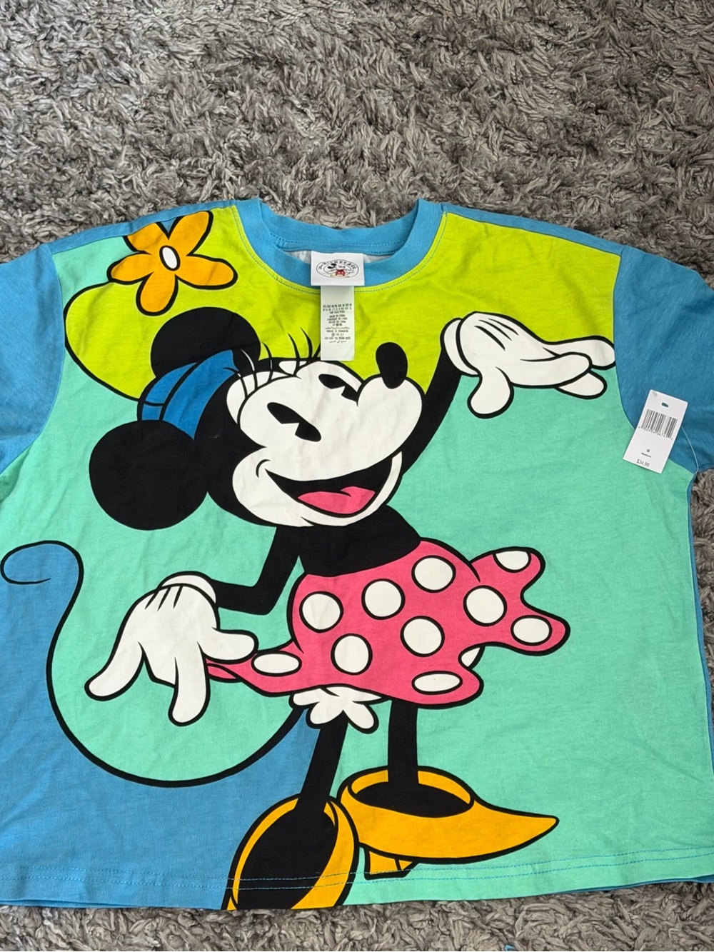 Disney Minnie Mouse Colorblock Tee in Aqua, Blue & Pink